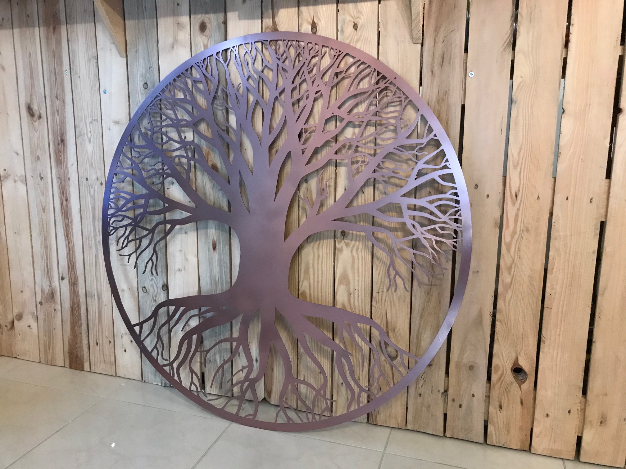 Arbre de vie acier Rose Doré